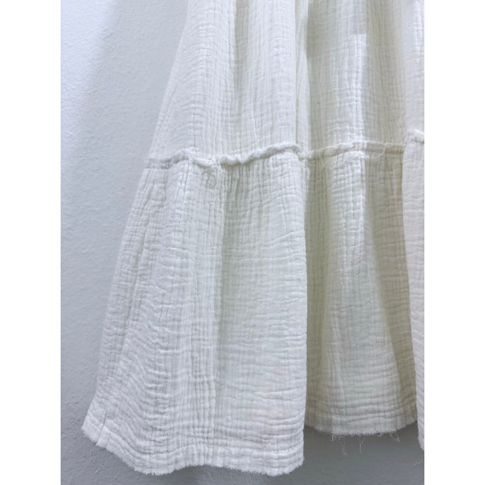 POL Ivory Embroidered Mini Dress Size L Boho Tassel Tie Balloon Sleeve - Picture 11 of 13